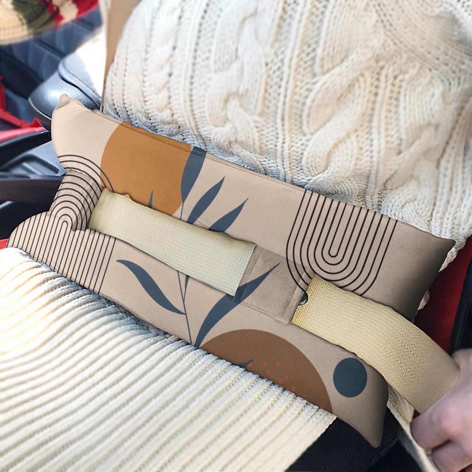 Universal Recovery Seat Belt Pillow For Mastectomy & Heart Surgery (Earthy)