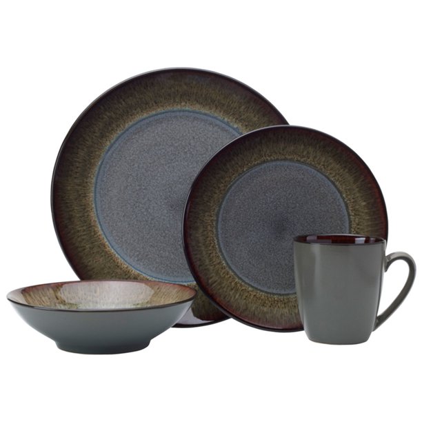 Pfaltzgraff Monroe Gray Stoneware 16piece Dinnerware Set