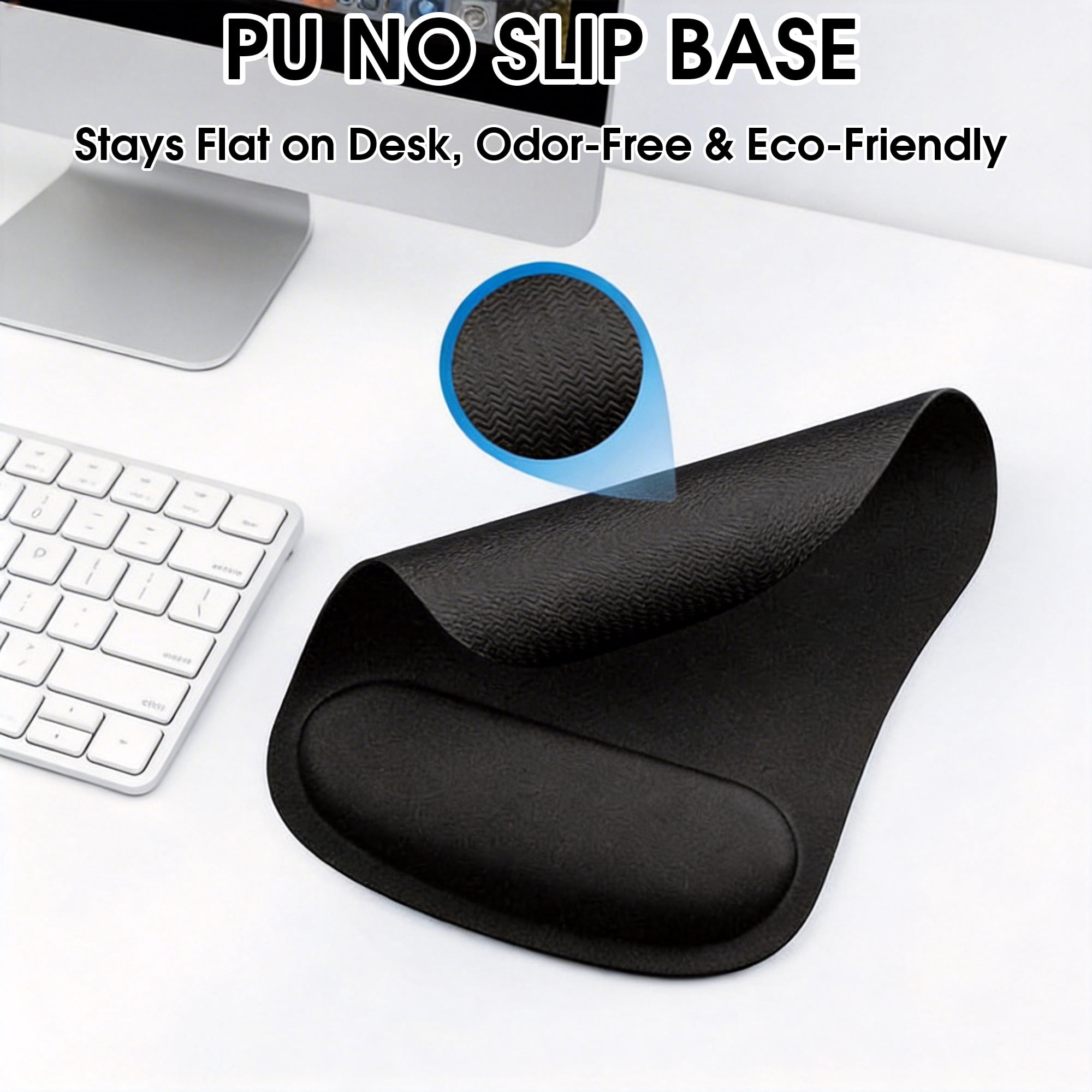 Mouse Pad with Wrist Rest, Ergonomic Computer Mouse Pad Relief Carpal Tunnel Pain, Non-Slip Gaming Mouse Pad for Desk, Laptop, Office & Home, Black