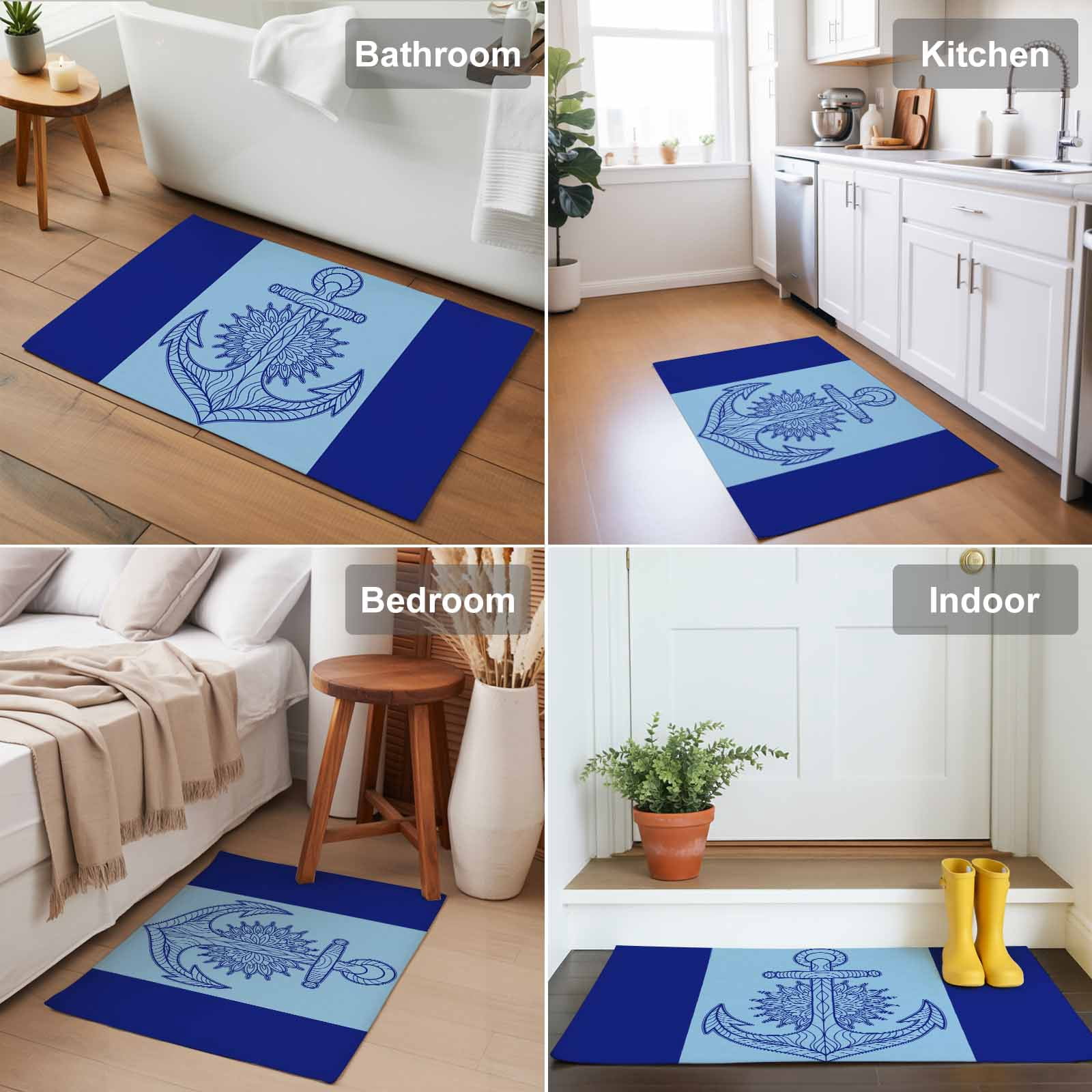 Navy Blue Anchor Indoor Door Mat - 20
