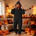 thumbnail image 2 of Xinsrenus Women's Cute Fleece Hooded Jumpsuit Loose Long Sleeve Warm Loungewear Fall Winter Casual Sleepwear, 2 of 7