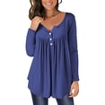 thumbnail image 1 of Yuyuzo Womens Fall Shirts Long Sleeve Casual Scoop Neck Buttons Ruffled Tunic Tops Flowy Blouses, 1 of 6
