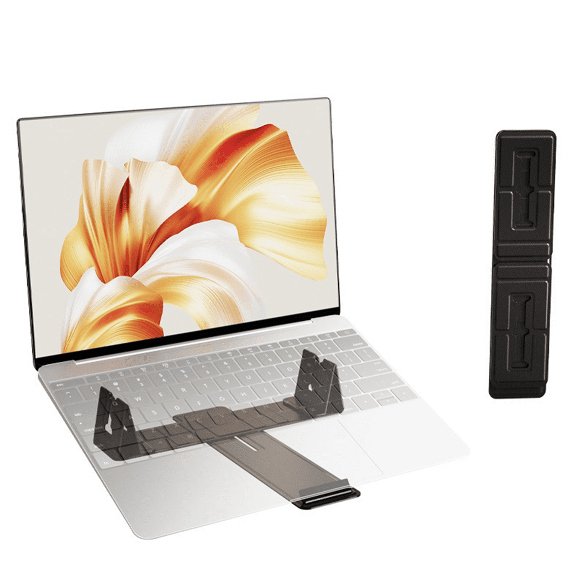 Magnetic Adjustable Travel Laptop Stand for Digital Nomads and Business Travelers. Compact, Foldable, for Desk Use