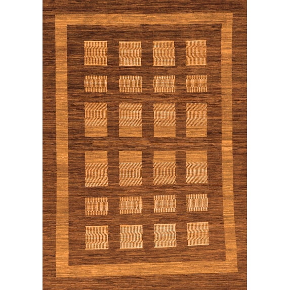 Ahgly Company Indoor Rectangle Checkered Orange Modern Area Rugs, 8' x 12'
