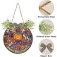 thumbnail image 2 of SKYSONIC Halloween Welcome Sign Front Door Decoration Round Door Hanging Sign Porch Decorations for Home Outdoor Indoor Holiday Fall Halloween Christmas - 11.8x11.8 inch, 2 of 7