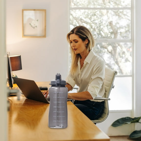 LHWEN Outdoor Sports Water Bottle 2200ml Leak Proof Portable Hiking Camping Bottle Time Marker Large Capacity Spill-Proof Lid Lock Transparent Design Hydration Tracking Gym Fitness Gift Idea