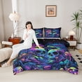 thumbnail image 4 of Castle Fairy Abstract Skull Full Size Comforter Sets,Gradient Mushroom Bedding Sets, 4 of 8