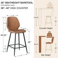 thumbnail image 2 of Hommpa Counter Height Bar Stools Set of 2 with Back and Footrest 26" Faux PU Leather Bar Pub Chairs Metal Frame for Kitchen Island, 2 of 11