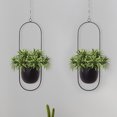 thumbnail image 4 of Jardinera Colgante Colgador de plantas geométrico de metal con macetas (2 piezas ovaladas largas negras), 4 of 7