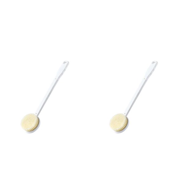Monstrate Cepillo de baño Mango largo Patas de plástico Ducha exfoliante Cepillos de fregado de doble cara Baño Spa Cuidado de limpieza Blanco 2piezas