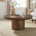 thumbnail image 6 of Kevinplus 35.98inch Round Coffee Table with Cylindrical Leg,Wood Veneer Tabletop Table,Rounded Sofa Side Table for living Room Office,Brown, 6 of 7