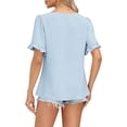 thumbnail image 4 of ManxiVoo Women's Trendy Summer Top Short Sleeve Flared Ruffle Sleeve Square Neck Loose Fit Casual Shirt Breezy Seasonal Style XL Size Light Blue, 4 of 5