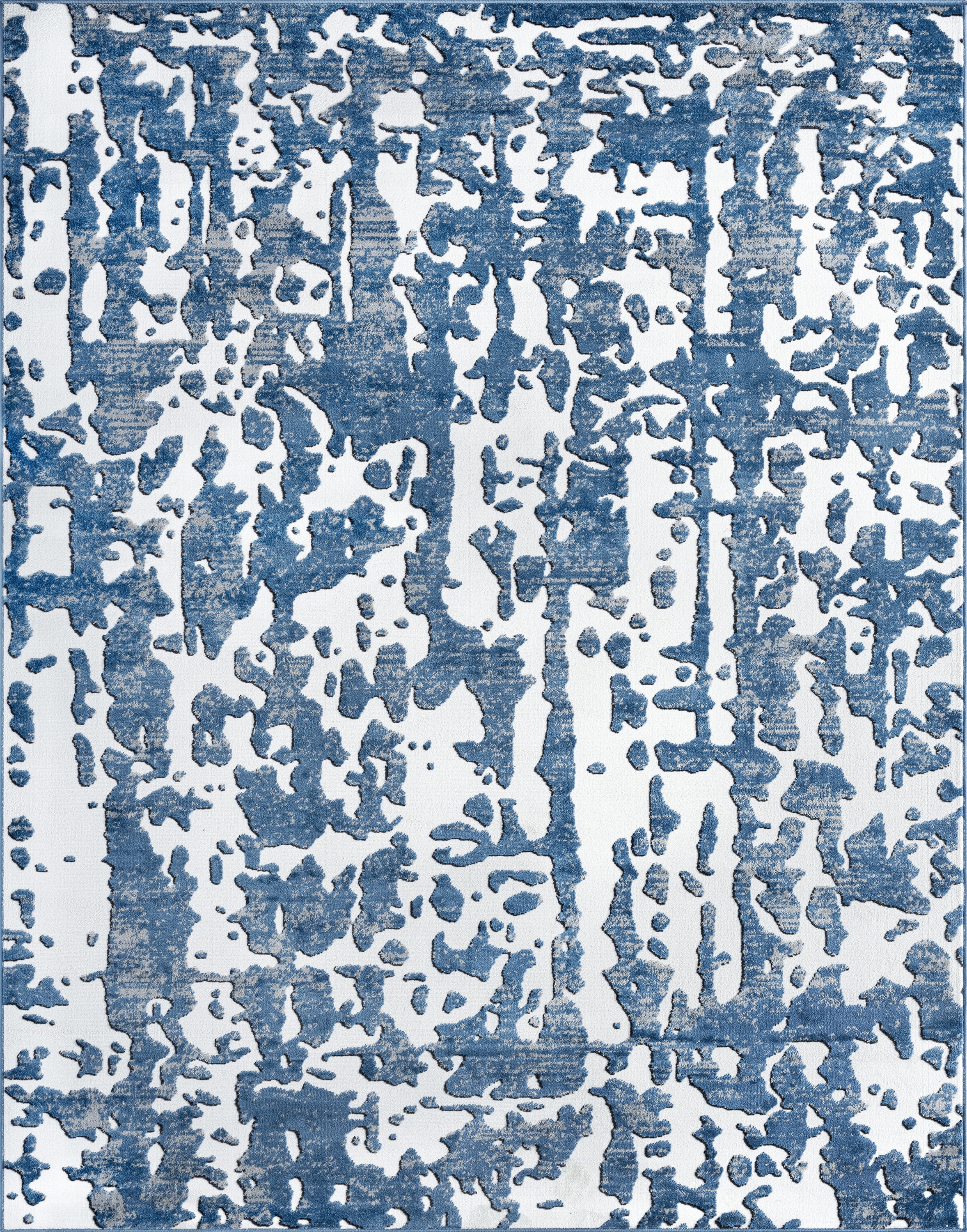 Contemporary 8x10 Area Rug (7'11'' x 10'3'') Abstract Blue, White Living Room Easy to Clean
