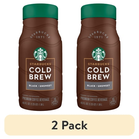 (2 pack) Starbucks Premium Black Unsweet Cold Brew Coffee Beverage, No Milk, 40 fl oz