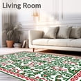 thumbnail image 2 of ODIKA 5'x7' Machine Washable Non-Slip Area Rug, Nordic Fir with Ribbon Accent High Traffic Rug with Pad, Green, 612796, 2 of 8