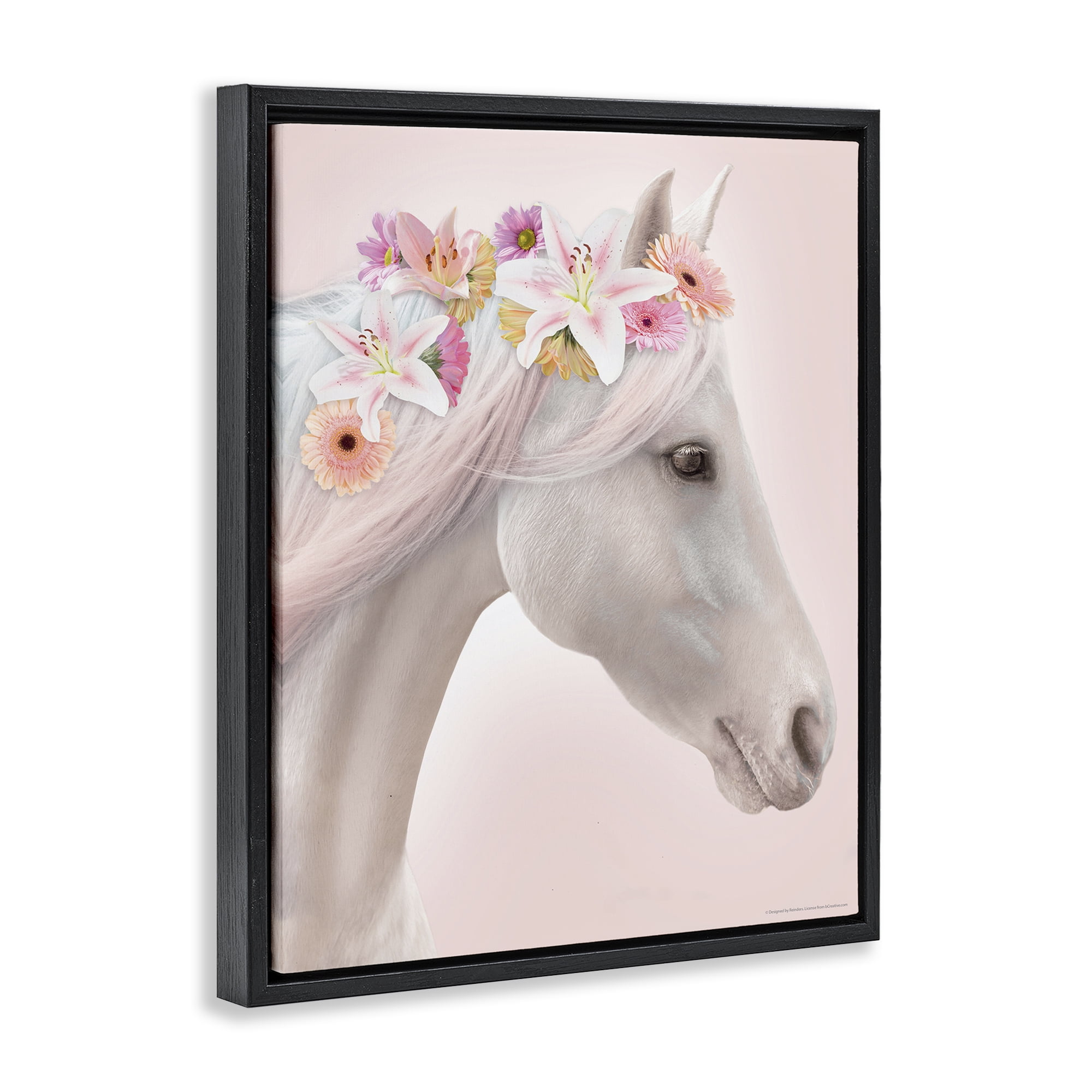 Stupell Industries Lily Garland Horse Animals Painting Black Floater Framed Canvas Art Print Wall Art, 17 x 21