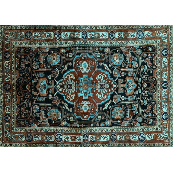 Ahgly Company Indoor Rectangle Persian Light Blue Traditional Area Rugs, 8' x 12'