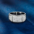 thumbnail image 4 of SFTING Men Wedding Band 925 Sterling Silver Men Rings Round Cut Wedding Rings for Men 5A CZ Size 9, 4 of 7