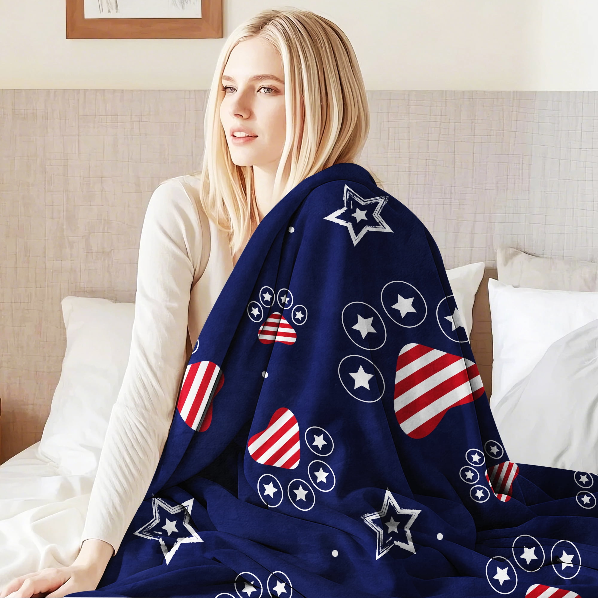 Flannel Fleece Throw Blanket, Soft Large Throw Blanket, Lightweight Cozy Plush Throw Blanket Fit Sofa Bed, 50"x60", Dog Paws