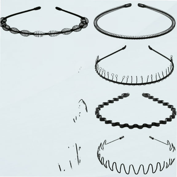 8Pcs Metal Hair Band for Men Women Headband Thin Black Wavy Hair Head Band suit for Long Curly Hair for Home,Outdoor,Sport and Yoga