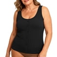 thumbnail image 2 of Women's Plus Size Camisole, Built-In Padded Bra Sleeveless Tank Top Corset Style Layering Body Shapewear Black M, 2 of 7