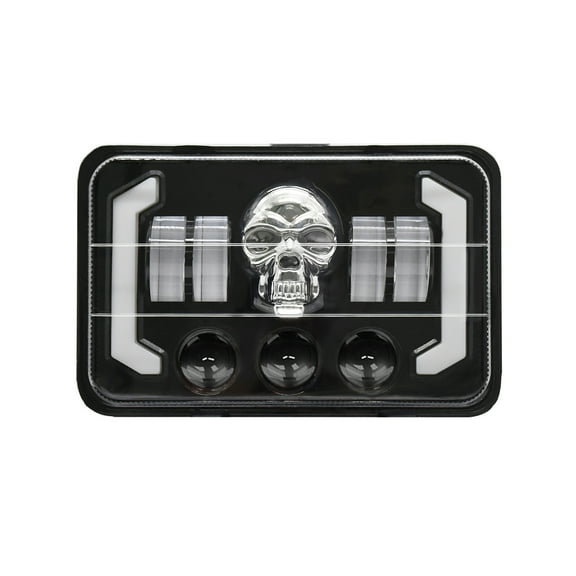 Anself Car Headlight 4x6 LED Rectangle Skull High/Low Beam DRL Turn Signal Peterbilt Kenworth Freightinger F
