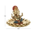 thumbnail image 3 of 10" x 7" Gold Resin Ganesh Sculpture with Lotus Plate and Colorful Dresswear, by DecMode, 3 of 9