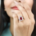 thumbnail image 3 of Rosec Jewels Lab Grown Ruby Teardrop Engagement Ring with Halo - Vintage Style Ruby Diamond Ring - AAAA Grade Certified, 18K White Gold, US 7.00, 3 of 6