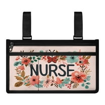 COEQINE Nurse Floral Wheelchair Armrest Side Hanging Storage Bag for Seniors Power Wheelchair Side Bags for The Armrest Motorized Wheelchair Bags to Hang on Side Wheelchair Bags for Back of Chair