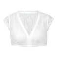 thumbnail image 3 of Fashion Women's Casual Lace Solid Color Short Sleeve V-Neck Blouses Shirts, 3 of 3