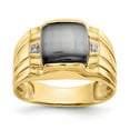 thumbnail image 1 of 10K Yellow Gold Gray Cats Eye & .01ct Diamond Mens Ring, 1 of 2