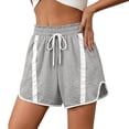 thumbnail image 3 of Yievot Cotton Athletic Shorts for Women Striped Elastic Waist Drawstring Lightweight Workout Gym Running Shorts, 3 of 4