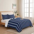thumbnail image 5 of Twin XL Quilt Set 68''x98'', Navy Blue Striped Lightweight Summer Bedspread Coverlet Set with 2 Pillow Shams, Navy Blue White Farmhouse Stripes Breathable All Season Quilt Bedding for Dorm/Guest Room, 5 of 9