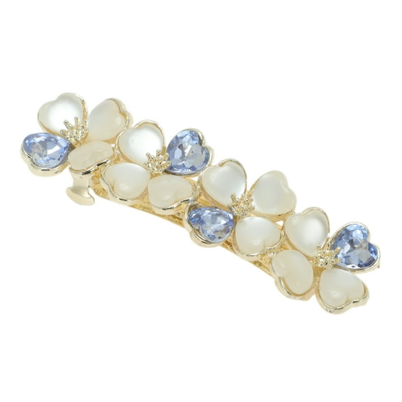 Unique Bargains Flower Hair Clips for Women Flower Hairpins French Faux Crystal Flower Hairpin Blue