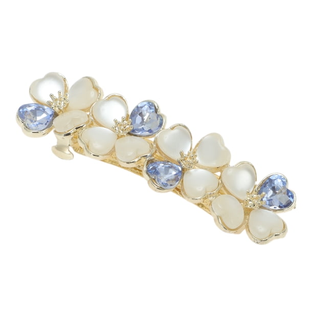 Gemas Únicas Clips para el Cabello de Flores para Mujeres Pasadores de Flores de Cristal Falso Azul