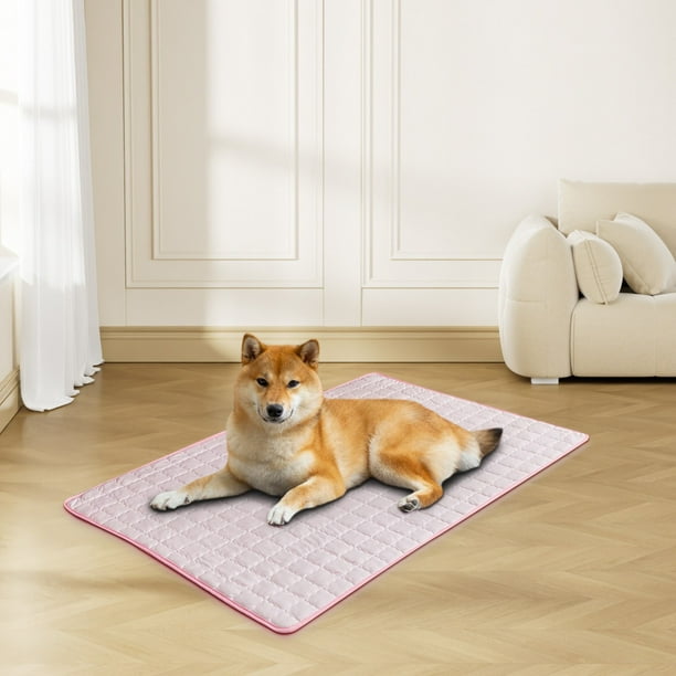 Esterilla refrescante para mascotas, almohadilla de seda fría para perros y gatos, 90 x 60 cm, antideslizante, impermeable, lavable, para uso en interiores y exteriores en verano, con diseño grueso.