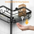 thumbnail image 5 of Black Shower Caddy Tension Pole with 2 Towel Bars, Adjustable Corner Bathroom Organizer, Rustproof Bathtub Storage Shelves for Shampoo, 25–114.2 Inch Shower Corner Rack for Renters & Family, 5 of 8