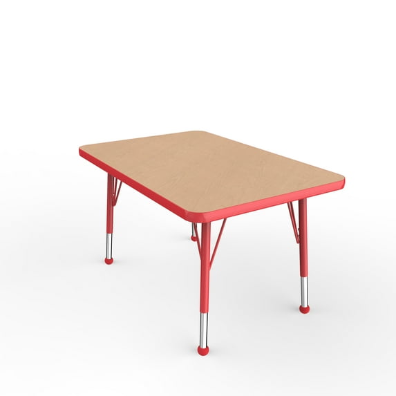 24in x 36in Rectangle Premium Thermo-Fused Adjustable Activity Table Maple/Red/Red - Toddler Ball