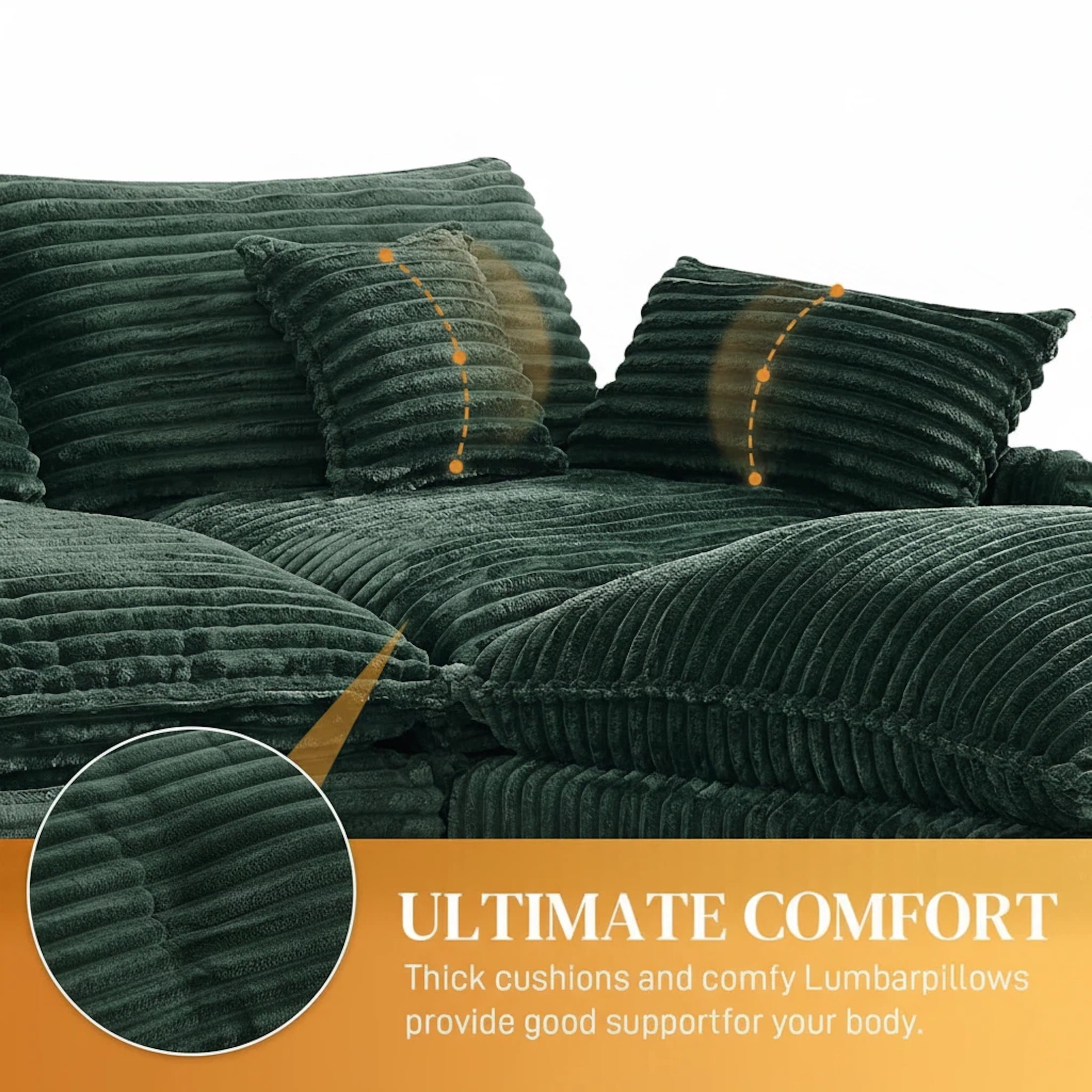 Aisword 145" U Shaped Cloud Couch Sectional with USB Charging, Hidden Storage, Cup Holders & Double Chaise, Green