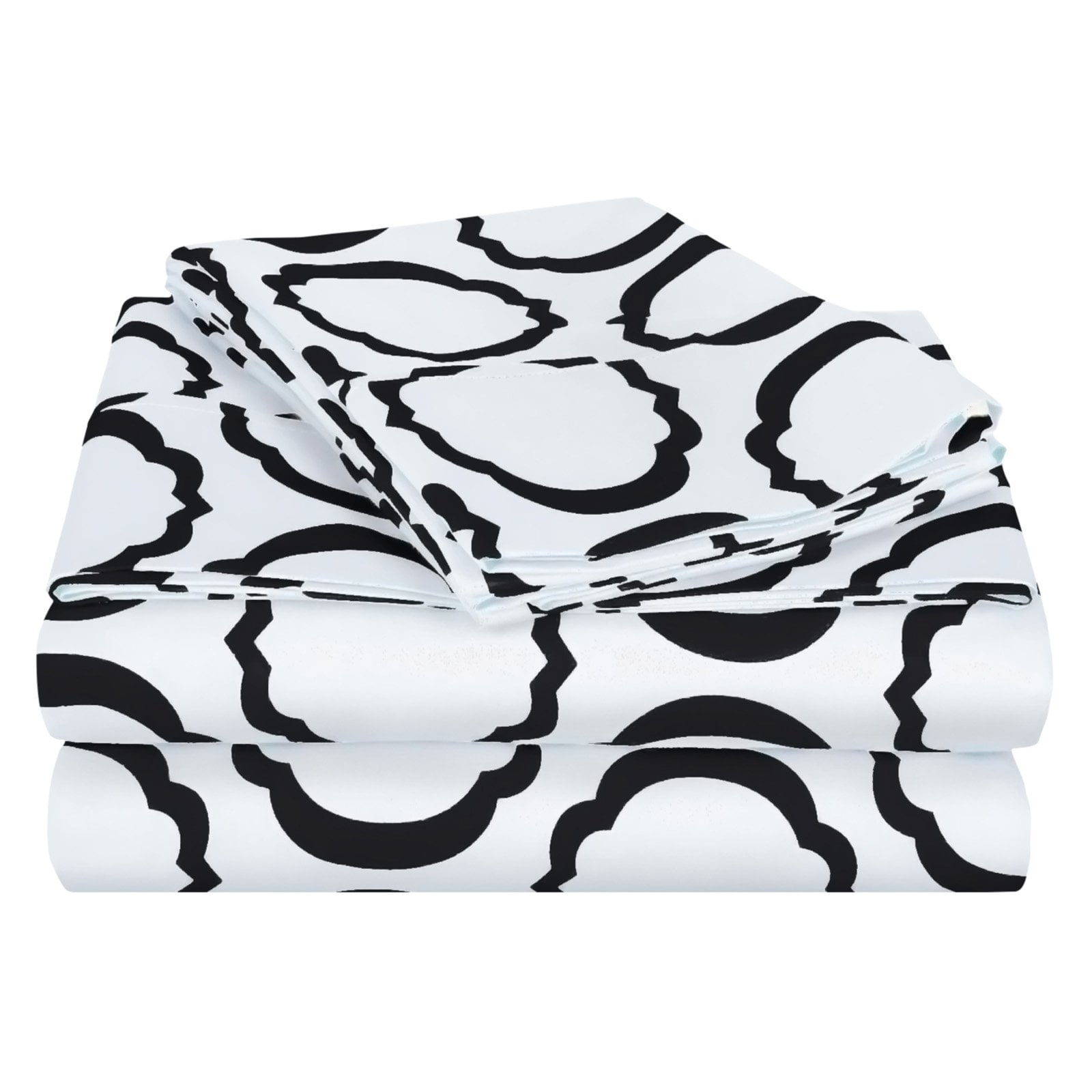 Wrinkle Resistant 2-Piece King Pillowcase Set Scroll Park Black Soft Cotton Blend 600 Thread Count