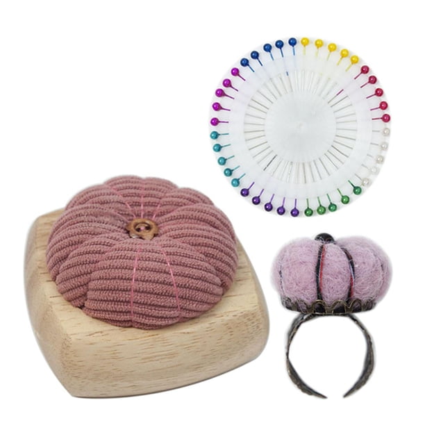Cojín de costura con forma de calabaza y diseño portátil Rosa