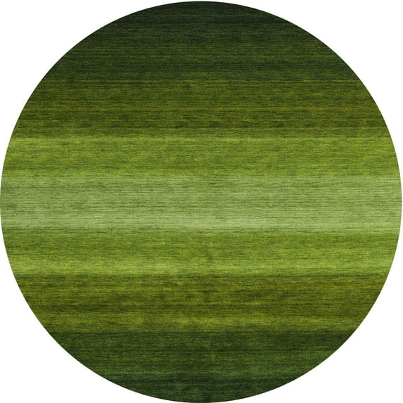 Ahgly Company Indoor Round Contemporary Dark Forest Green Abstract Area Rugs, 3' Round