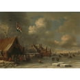 thumbnail image 2 of Thomas Heeremans 14x11 Gold Ornate Wood Frame and Double Matted Museum Art Print Titled - Enjoying the Ice (1677), 2 of 4