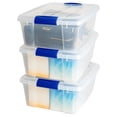 thumbnail image 1 of Caja de Almacenamiento Apilable, Pack de 3, para Organizador Armario, Juguetes, Ropa, con Broche y Tapa Duradera, 15 Litros de Capacidad, Transparente, 1 of 6