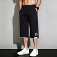 thumbnail image 2 of Hurxie Mens Baggy Capri Pants 3/4 Below Knee Shorts Wide Leg Drawstring Sweatpants Athletic Long Shorts with Pockets Black,XL, 2 of 6