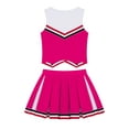 thumbnail image 4 of YIZYIF Kids Girls Schoolgirl Cheer Leader Uniform Crop Top with Pleated Skirt Dance Gym Suit Cheerleading Sports Outfit Hot Pink 8, 4 of 7