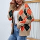 thumbnail image 4 of Pntutb Mujer Primavera y Otoño Diamond Check Colorblock Knit Button Manga Larga Cardigan Chaqueta Suéter top Selecciones Flash Pntutb Pntutb-4813, 4 of 9