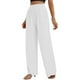 thumbnail image 2 of Pantalones casuales de lino con cintura elástica, modernos y casuales, para mujer., 2 of 4