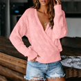 thumbnail image 2 of Pullover Sweaters for Women V Neck Solid Color Hollow Out Knit Long Sleeve Autumn Winter Shirt Sweater Tops, 2 of 4