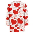 thumbnail image 5 of Fgvctg Valentine's Day Spring Tops for Women 2025 Casual 3/4 Length Sleeve Crewneck Top Romantic Date Night Pullover Shirt Plus Size Love Heart Print Half Sleeve Blouses Pink 2XL, 5 of 5